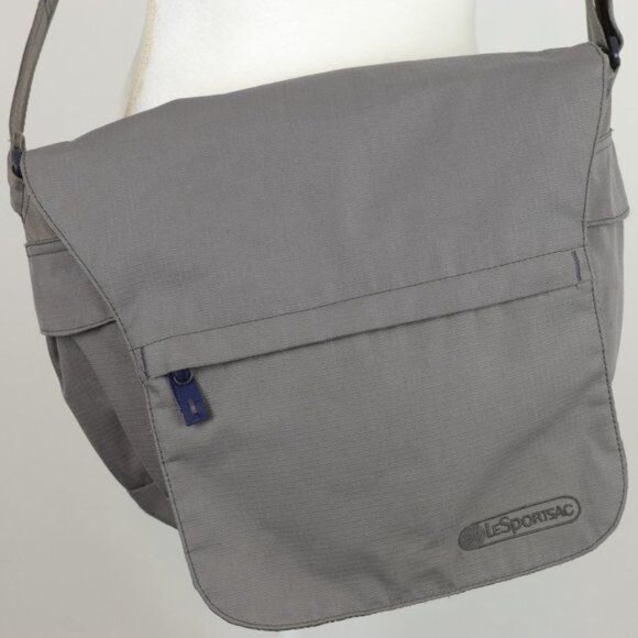 LeSportsac Women's Gray Canvas Rip Stop Flap Crossbody Bag - Picture 2 of 7